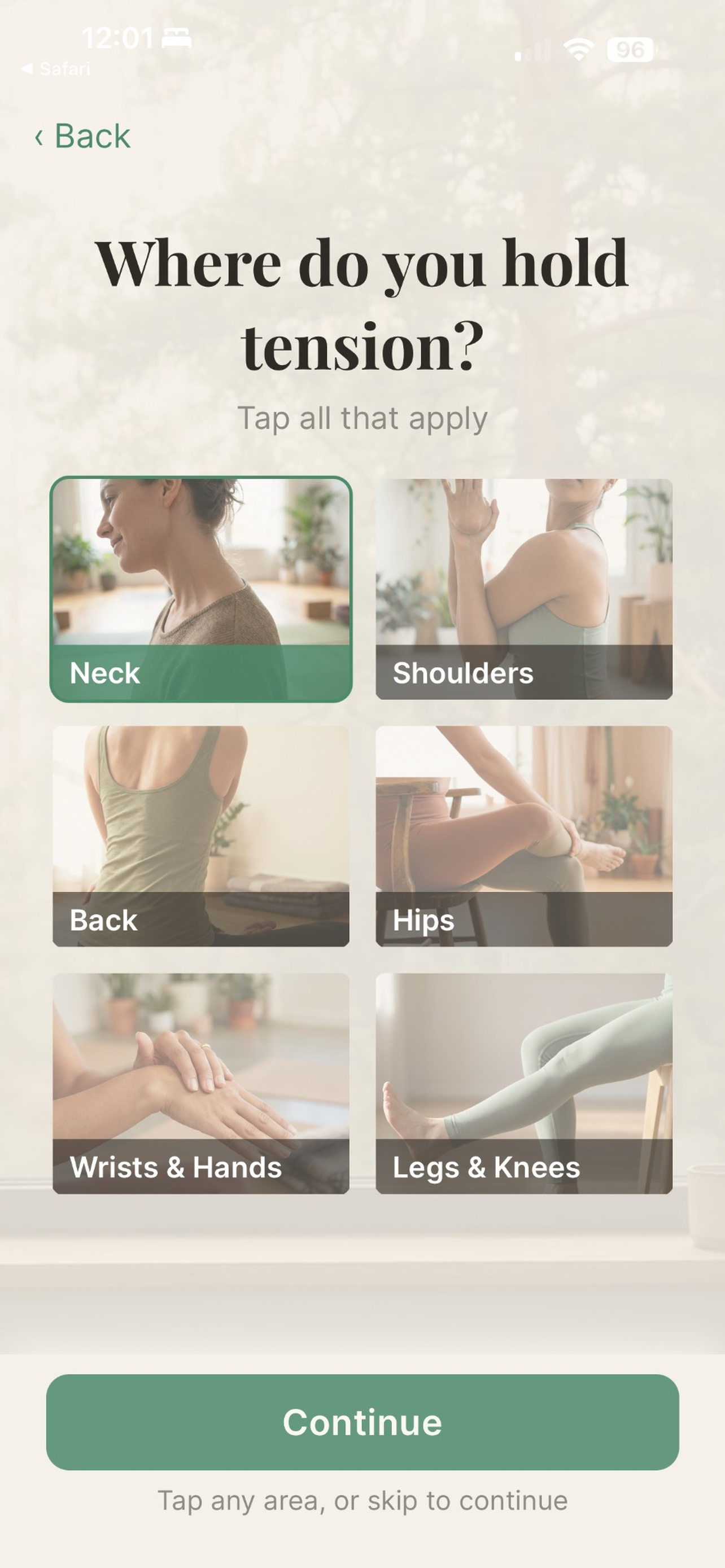 BreatheForm Yoga session options